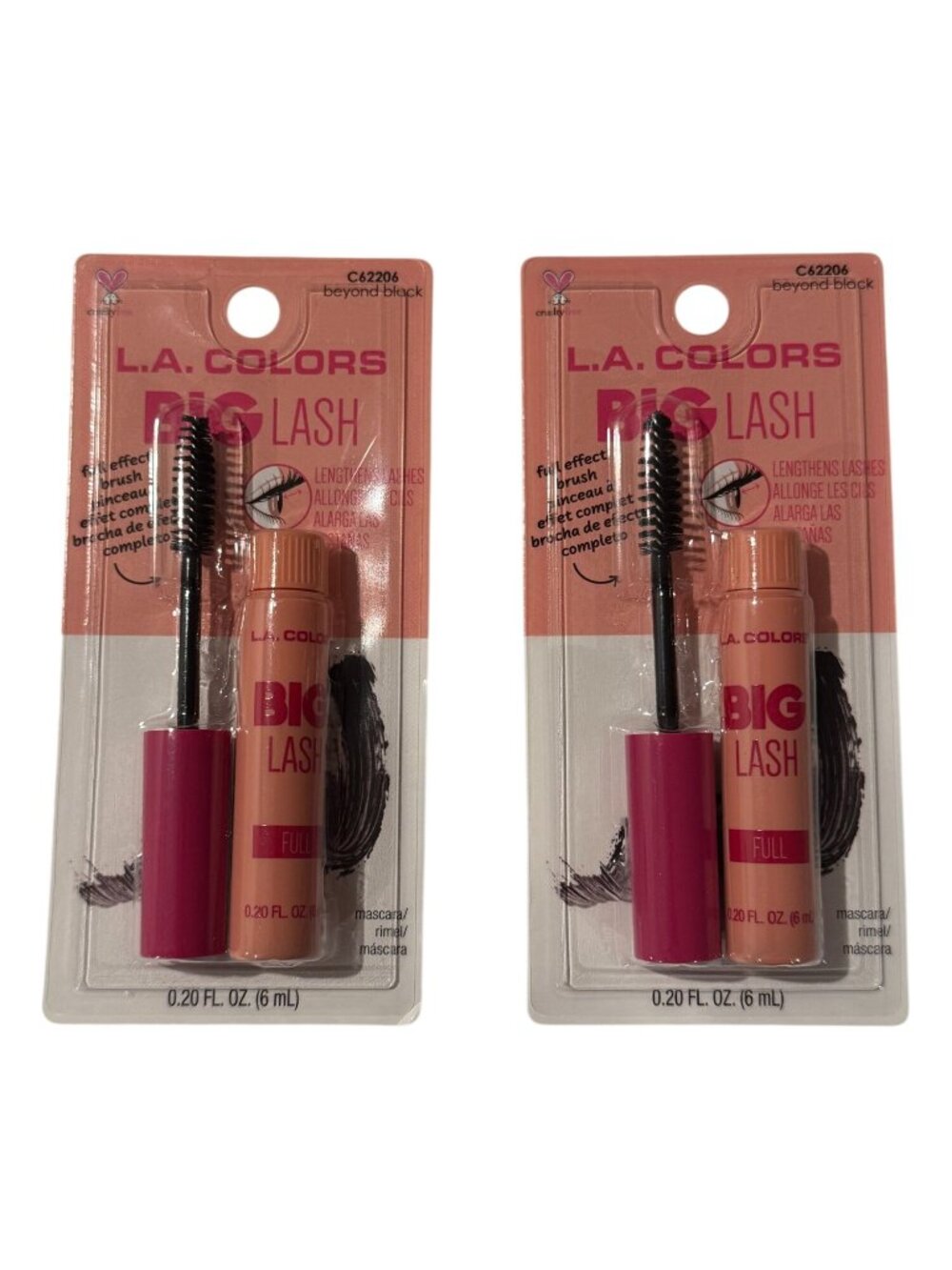 LA Colors Big Lash Mascara Beyond Black Full Volume 2 Pack New